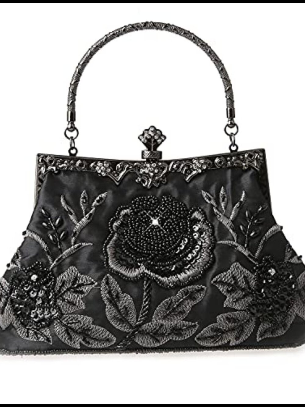 Vintage Floral Beaded Rhinestone Embroidery Clutch Sequin Crossbody Evening Bag